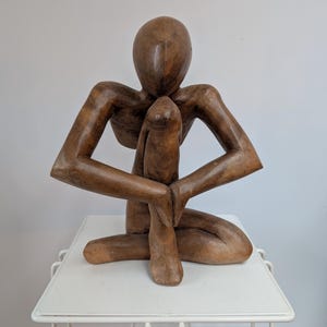 Vintage hand carved ABSTRACT African wooden sculpture of the 80s