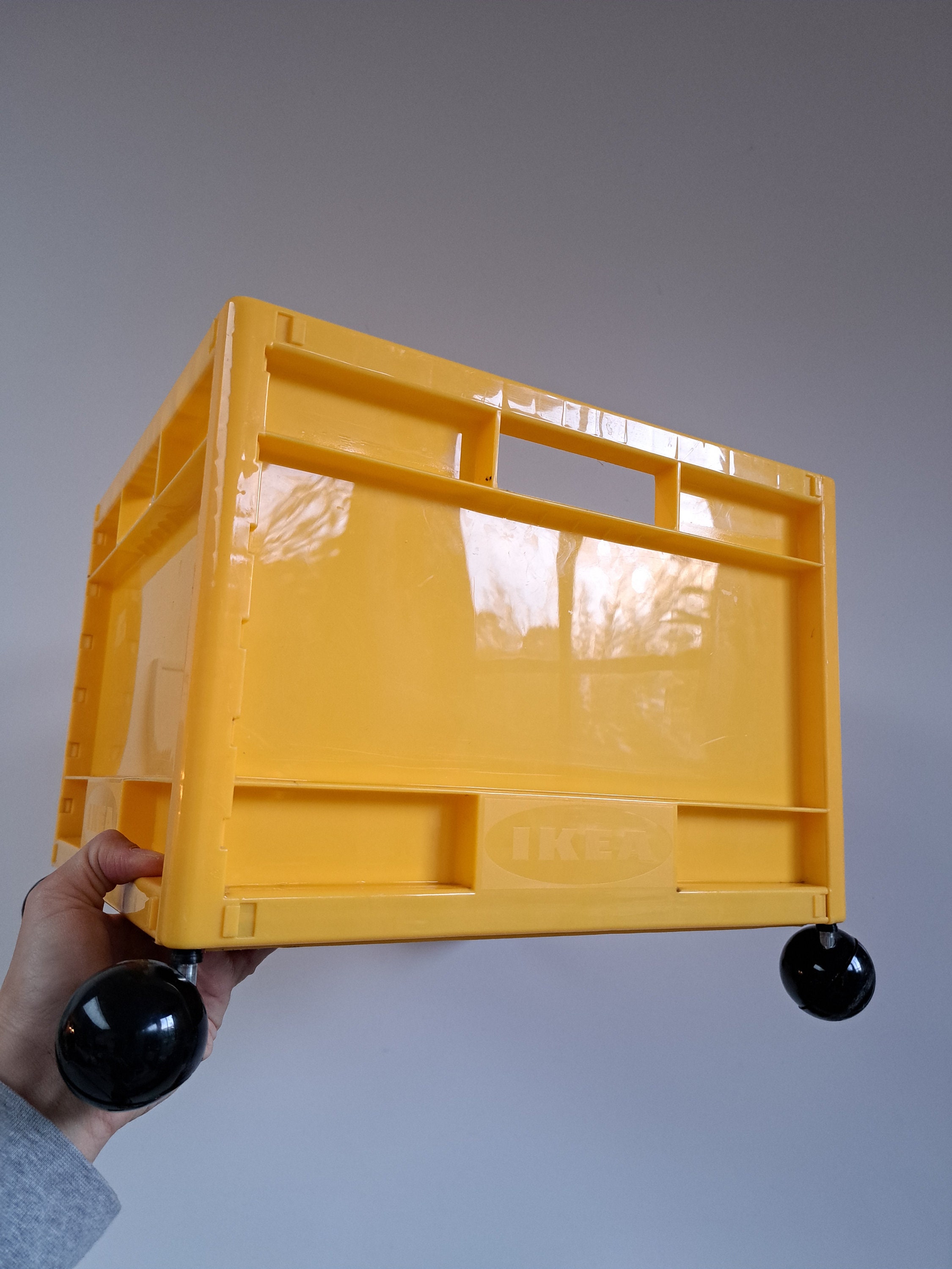 Vintage Memphis style IKEA MÄRD yellow storage crate from the 80/90s