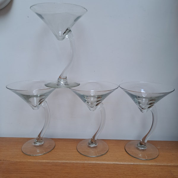 Set of 4 vintage LIBBEY BRAVURA martini glasses from the 80s