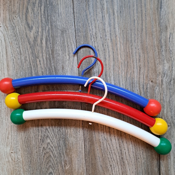 Vintage IKEA Memphis style metal coat hangers for kids from the 80s