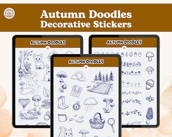 Autumn Doodles, Digital Planning Stickers (PNG, GoodNotes, Noteful + more)