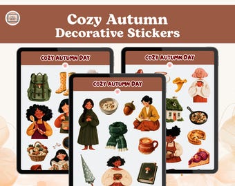 Cozy Autumn Day, Digital Planning Stickers (PNG, GoodNotes, Noteful + more)