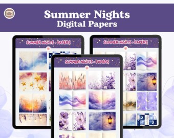 Summer Nights Realistic Digital Papers for digital planners and journals (PNG, GoodNotes, Noteful)