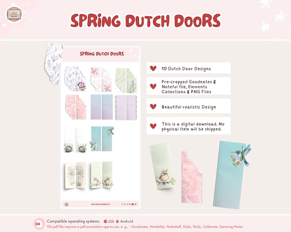 Spring Dutch Doors Digital Stickers for your planner (PNG, Goodnotes, Noteful Files)