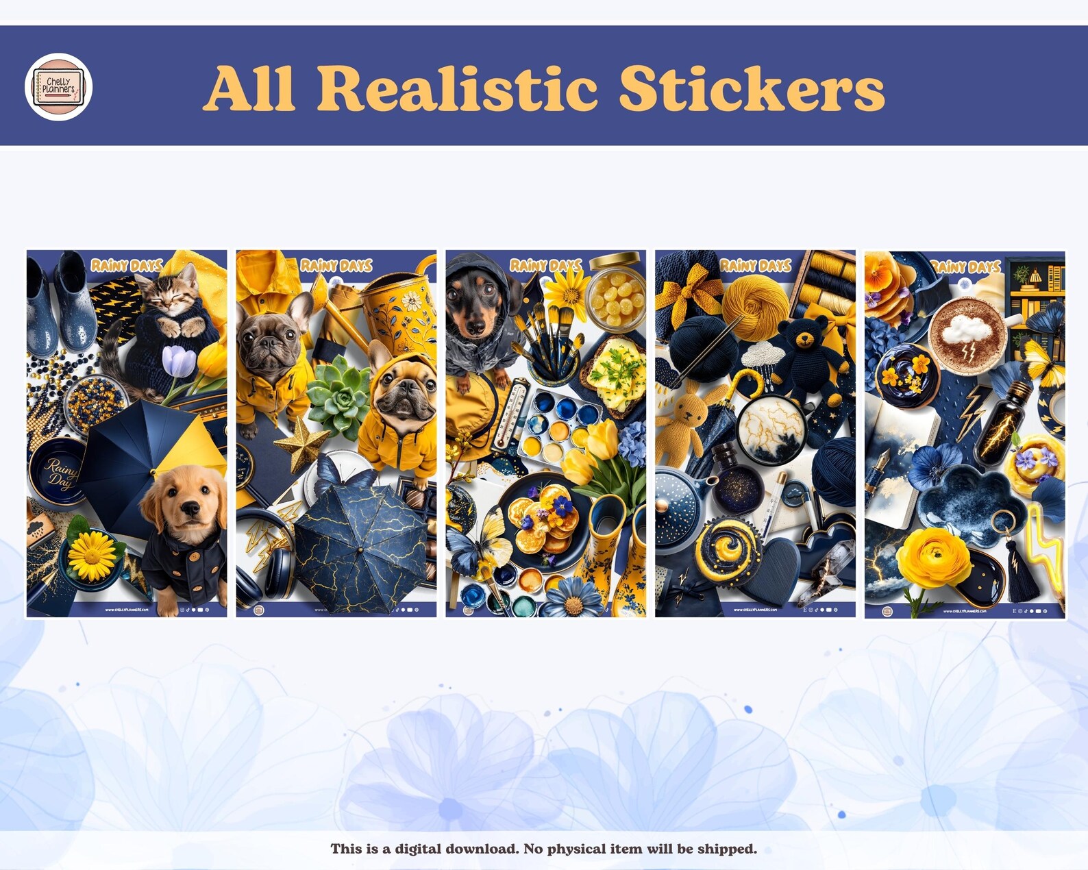 BUNDLE Rainy Days Digital Sticker Collection / Digital Stickers in PNG ...