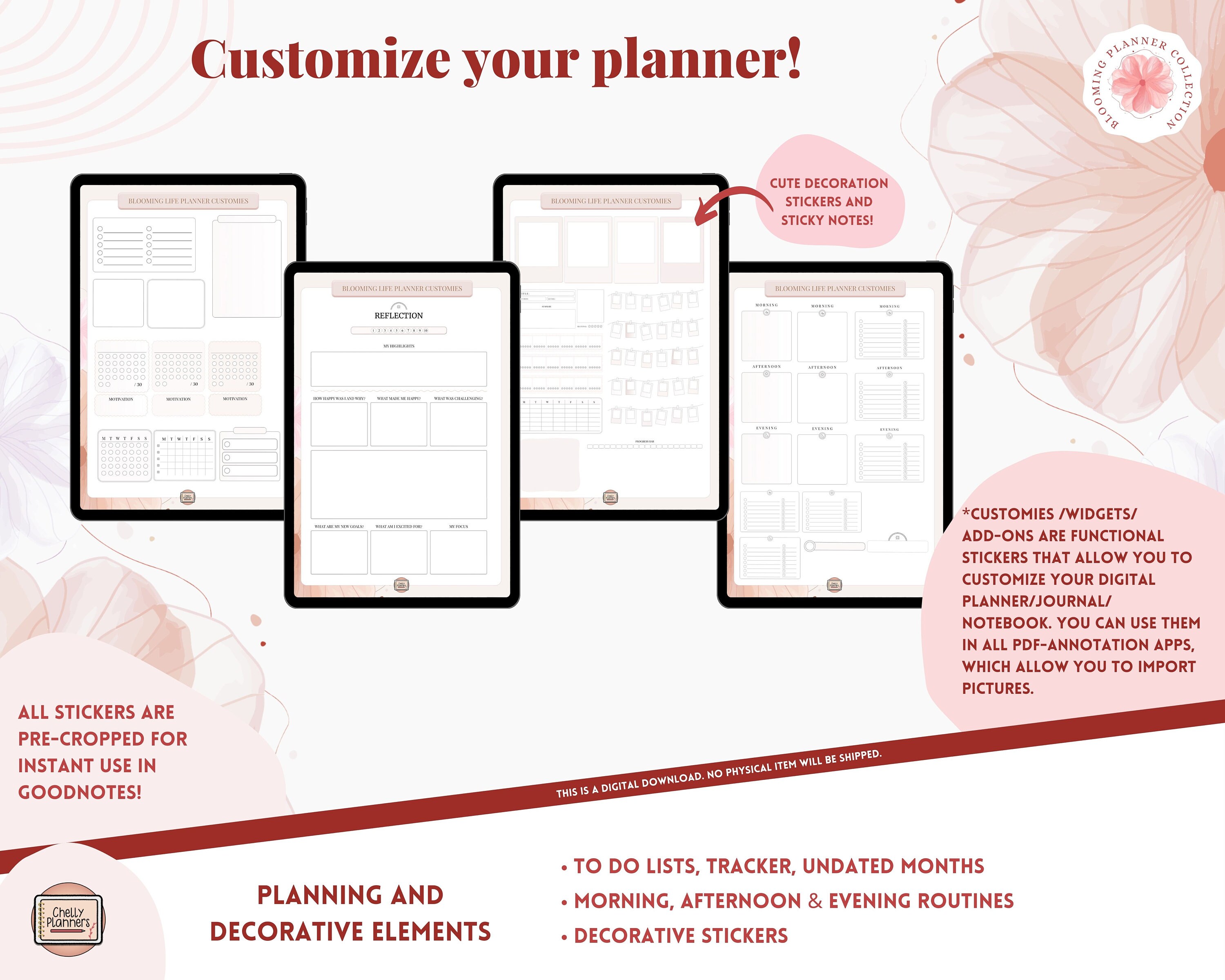 Minimal Digital Planner Stickers / Widgets (goodnotes, PNG) - Etsy