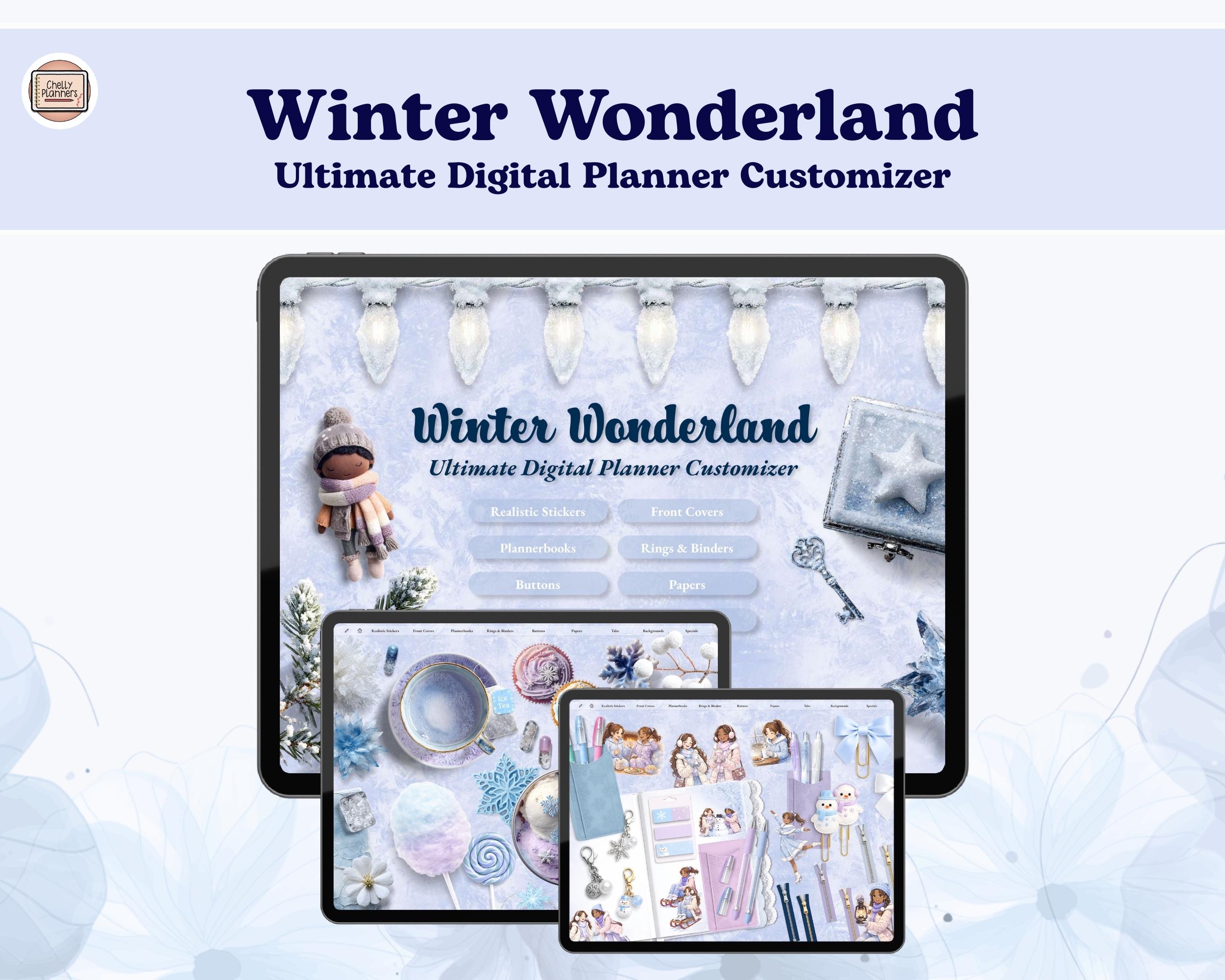 Winter Wonderland Digital Planner Customizer, Digital Stickers ...