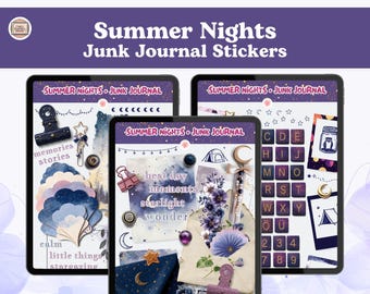 Summer Nights Junk Journal - Realistic Digital Planner Stickers (PNG, GoodNotes, Noteful + more)
