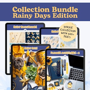 BUNDLE Rainy Days Digital Sticker Collection / Digital Stickers in PNG, for GoodNotes, Noteful + more