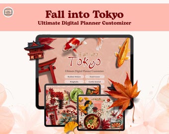 Tokyo Digital Planner Customizer, Digital Stickers (Goodnotes, Noteful, PNG)