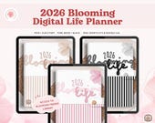 2026 Blooming Digital Life Planner / Apple Apps, iCal & Google Cal Integration / Mon + Sun Start  / IOS + Android / Pink + Beige + Black