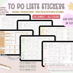 Elenchi di cose da fare digitali personalizzati / Adesivi digitali per il tuo pianificatore digitale, diario in GoodNotes, Noteshelf e altro ancora