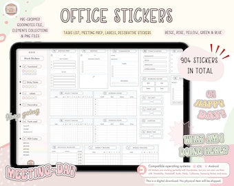 Digital Office Stickers / Digital Stickers for your digital planner, journal in GoodNotes, Noteshelf, and more