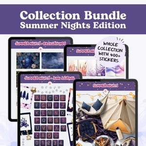BUNDLE Summer Nights Digital Sticker Collection / Digital Stickers in PNG, for GoodNotes, Noteful + more