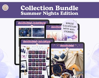 PACCHETTO Collezione di adesivi digitali "Summer Nights" / Adesivi digitali in formato PNG, per GoodNotes, Noteful e altri