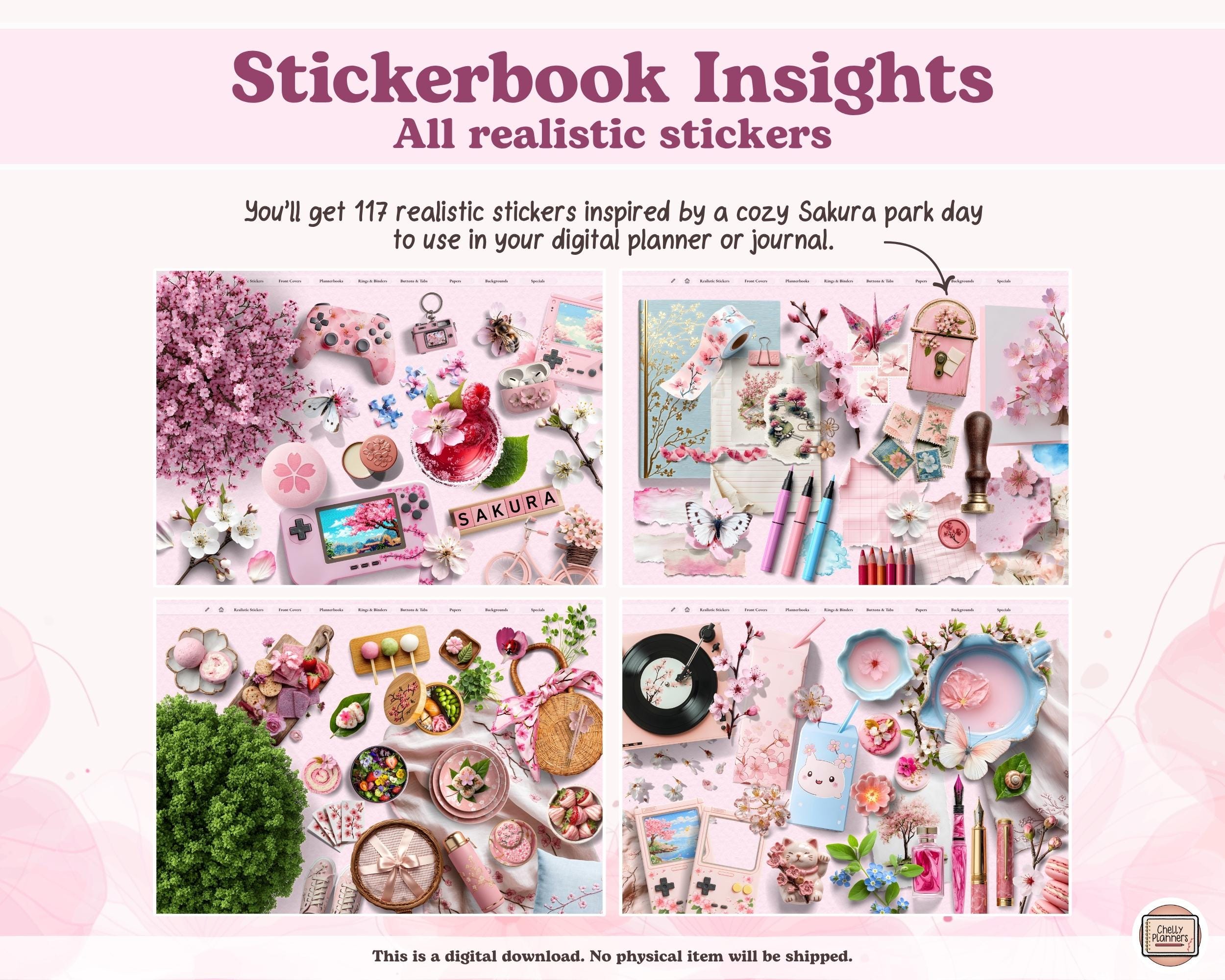 Sakura Park Day Digital Planner Customizer, Digital Stickers (PNG ...