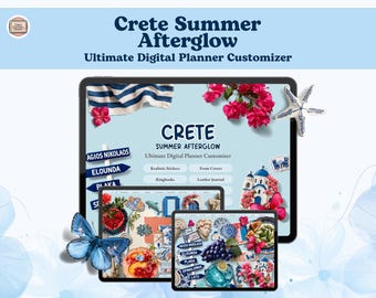 Crete Digital Planner Customizer, Digital Stickers (Goodnotes, Noteful, PNG)