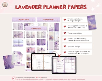 Lavender Digital Planner Papers (Goodnotes, Noteful, PNG)
