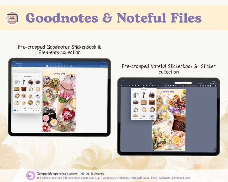 Realistic Spring Café Stickers, Digital Planner Stickers (PNG ...