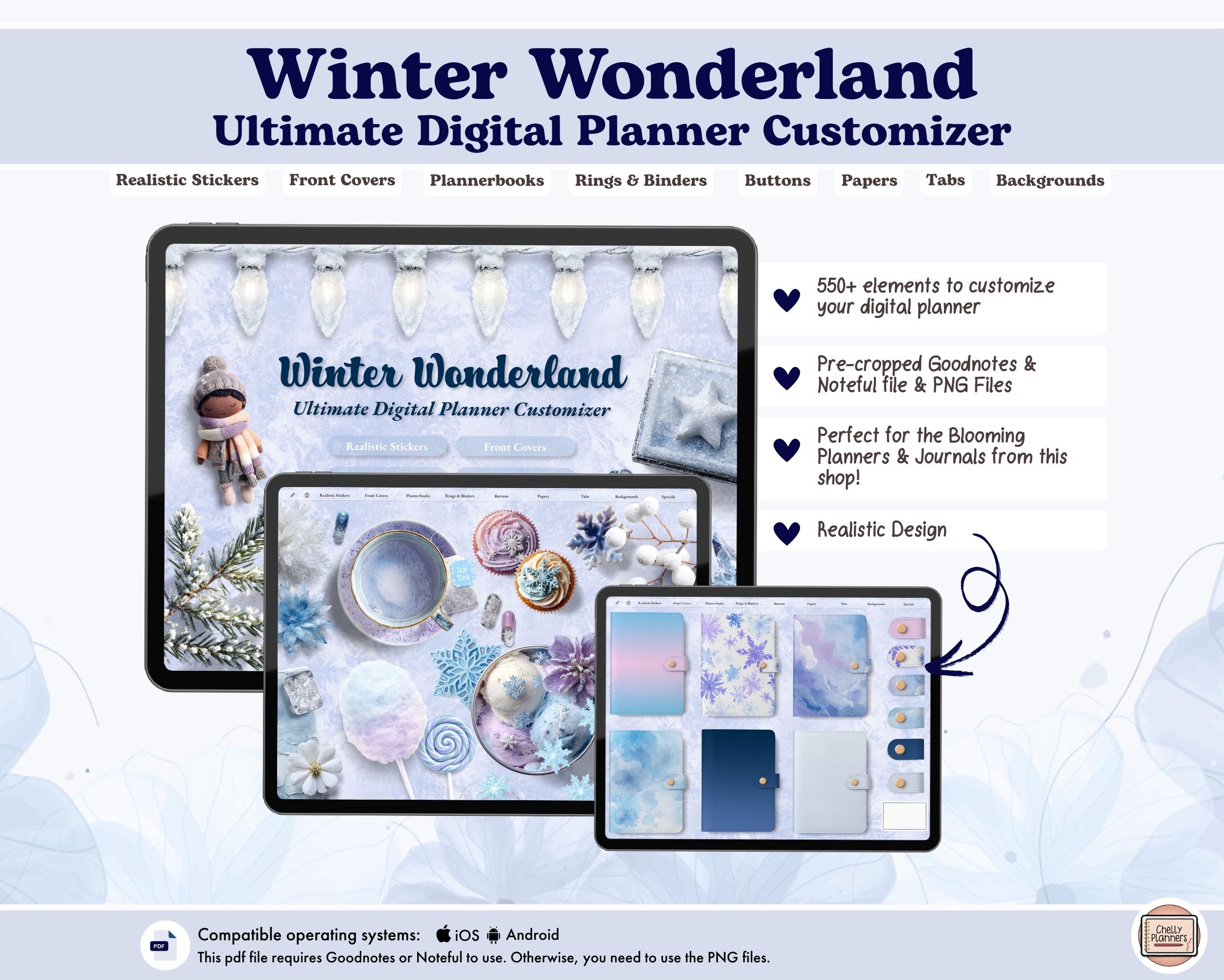 Winter Wonderland Digital Planner Customizer, Digital Stickers ...