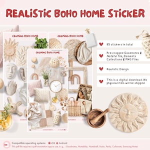 Realistic Boho Home Stickers / Pre-Cropped Digital Stickers for your digital planner, journal in GoodNotes, Noteful, Noteshelf + more