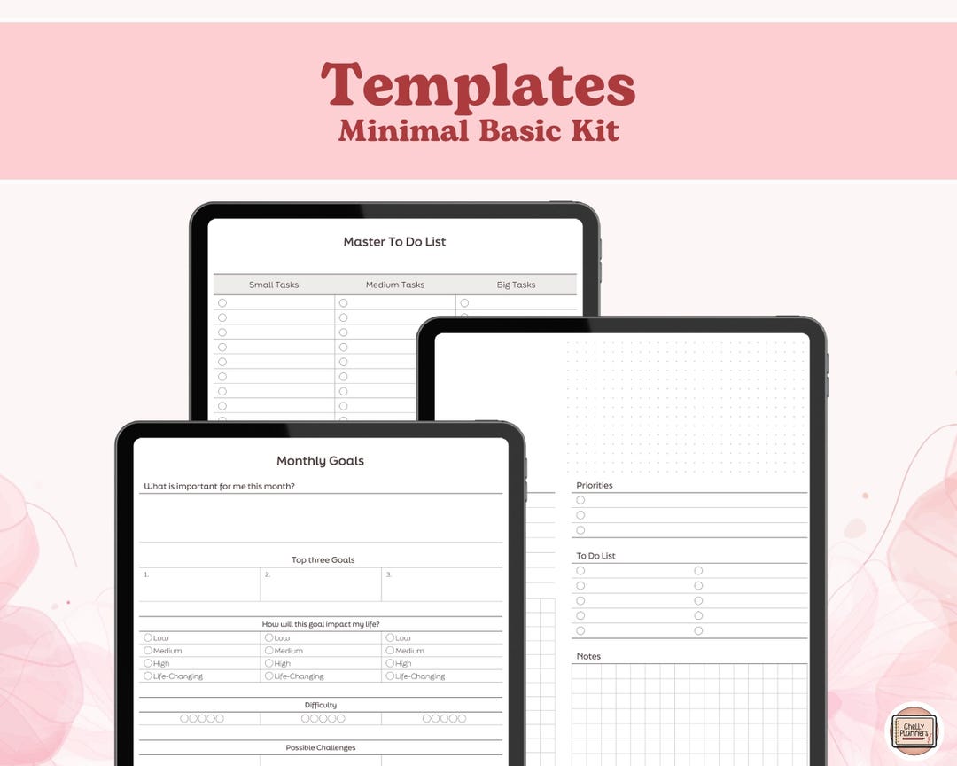 Minimal Basic Planner Templates in PNG and PDF for Your Digital Planner ...
