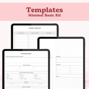 Minimal Basic Planner Templates in PNG and PDF for your digital planner and journal / GoodNotes, Noteful,  Noteshelf + more