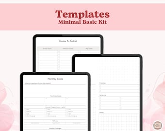 Minimal Basic Planner Templates in PNG and PDF for your digital planner and journal / GoodNotes, Noteful,  Noteshelf + more