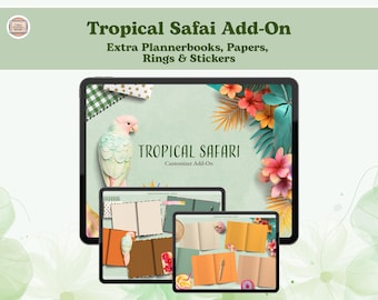 Tropische Safari Plannerbücher & Papiere, Planer Add-On, Digitale Aufkleber (PNG, GoodNotes, Noteful)