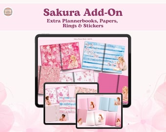 Sakura Plannerbooks & Papers, Customizer Add-On, Digital Stickers (PNG, GoodNotes, Noteful)