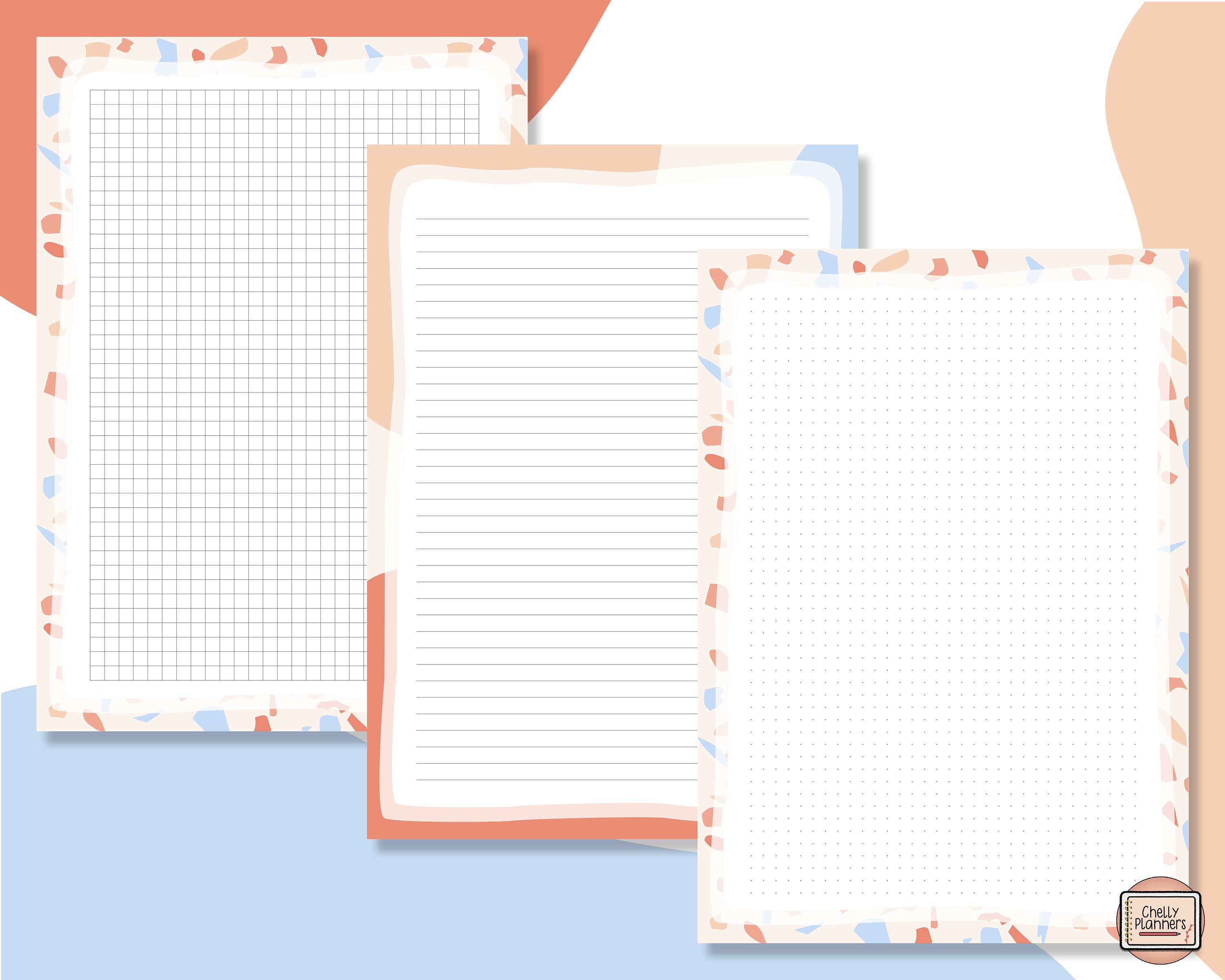 Monthly Weekly Daily Lined Grid Dotted Planner Printable | Etsy