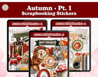 Autumn Scrapbooking Pt. 1, Realistic Digital Planning Stickers (PNG, GoodNotes, Noteful + more)