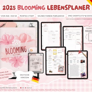 Hochformat 2025 Blooming Digital Jahresplaner / Apple Google Kalender Integration / Montag Start  / IOS + Android / DEUTSCHE Version