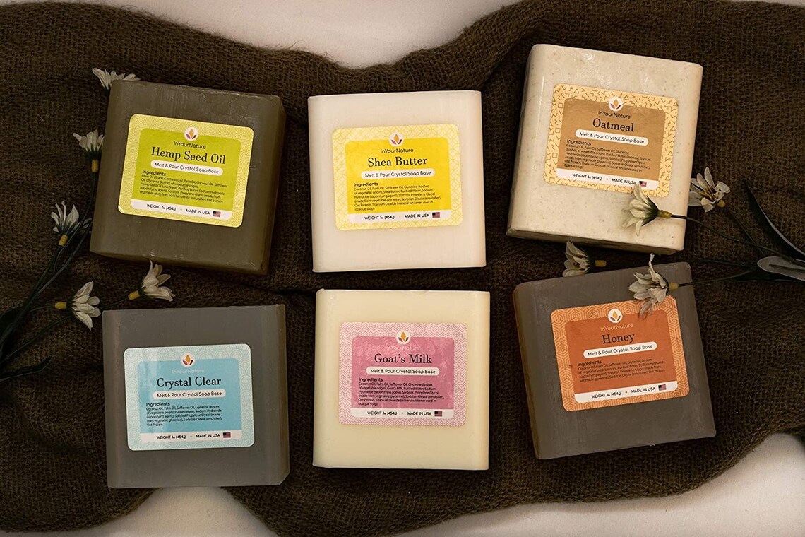 Soap Base Melt and Pour Variety 6 X 1 LB Each Goats Milk, Shea Butter