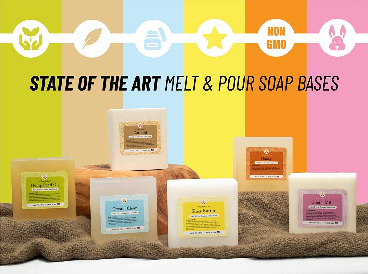 Soap Base Melt and Pour Variety 6 X 1 LB Each Goats Milk, Shea Butter
