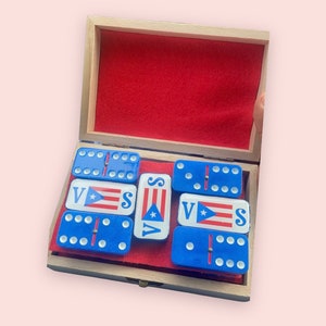 Puerto Rico Flag Domino Set - Double Six | Game Tile | Gifts