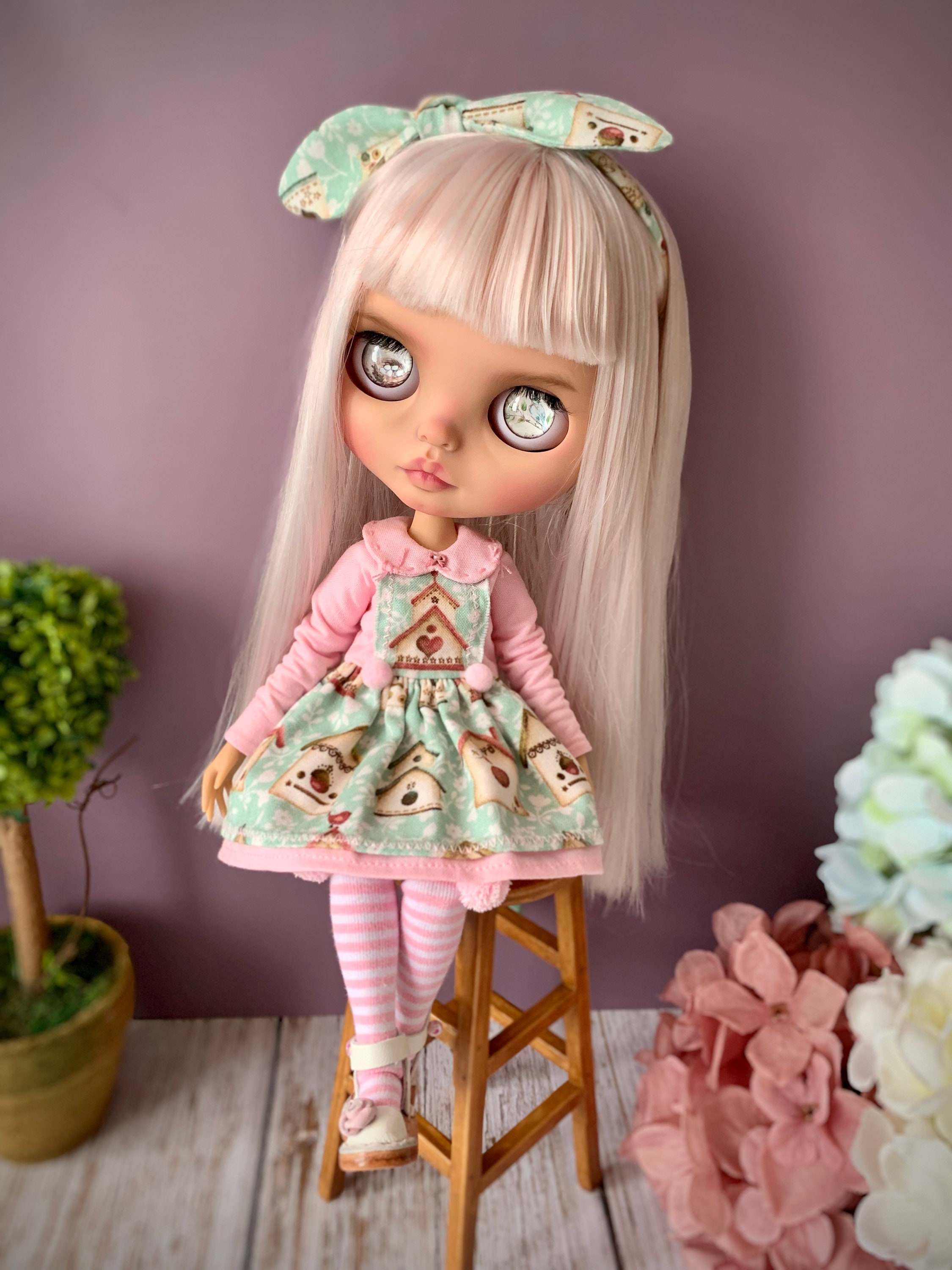 Sold. Custom blythe doll collectible blythe pink hair blythe Etsy