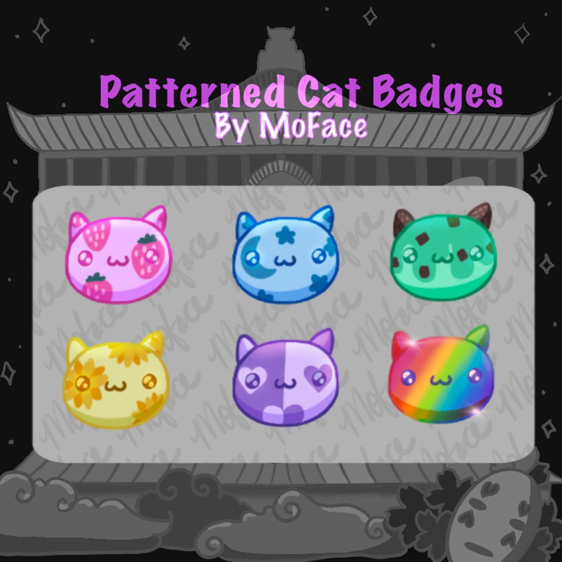 Patterned Cat Sub Badges for Twitch Etsy