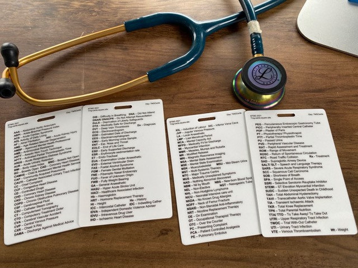 Set of 9 Healthcare Nursing Medical Pocket Cards Etsy UK