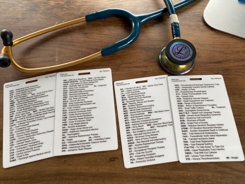Set of 9 Healthcare Nursing Medical Pocket Cards - Etsy Australia