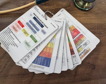 Set of 9 Healthcare, Nursing, Medical Educational Pocket Cards Bundle including ALS