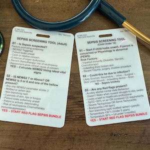 Paquete de herramientas de detección de sepsis (adultos y niños) Tarjetas de bolsillo educativas para el cuidado de la salud