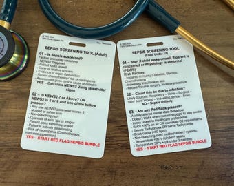 Sepsis Screening Tool Bundle (Adult + Child) Healthcare Educational Pocket Cards