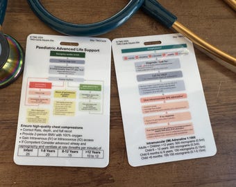 Paediatric Advanced Life Support (P-ALS) with Anaphylaxis Healthcare, Nursing, Medical Educational Pocket Card