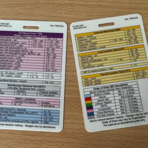 Faixas de exames de sangue e faixas de laboratório Saúde, enfermagem, cartão de bolso médico