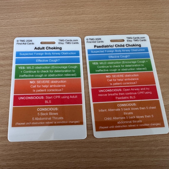 First Aid Reference Cards | 5 Double Sided PVC Emergency Cards