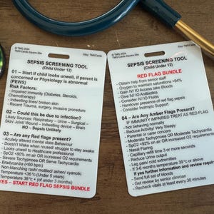 Ferramenta de triagem de sepse (criança) Cartão de bolso educacional para assistência médica