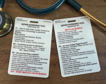 Sepsis Screening Tool (Child) Healthcare Educational Pocket Card