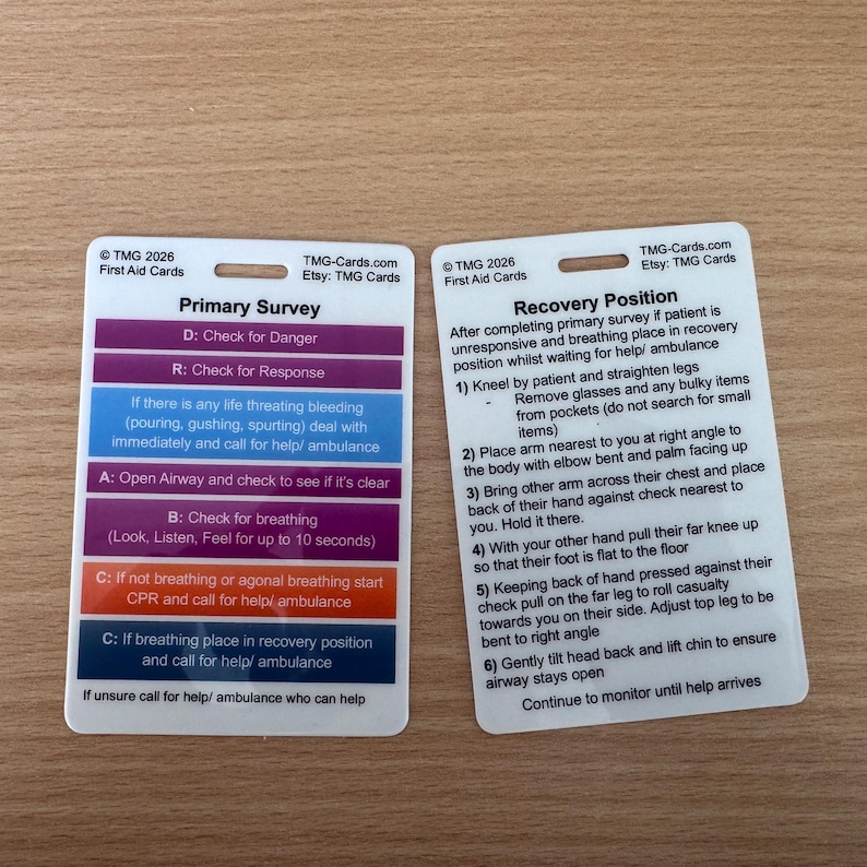First Aid Reference Cards – 5 Double-sided Emergency Cards. CPR ...