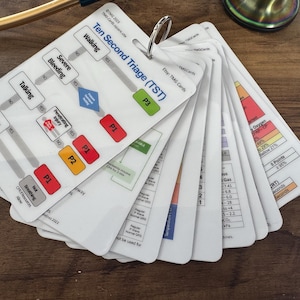 Set van 10 zakkaarten voor gezondheidszorg, verpleegkunde en medisch onderwijs, inclusief ALS en tiensecondentriage